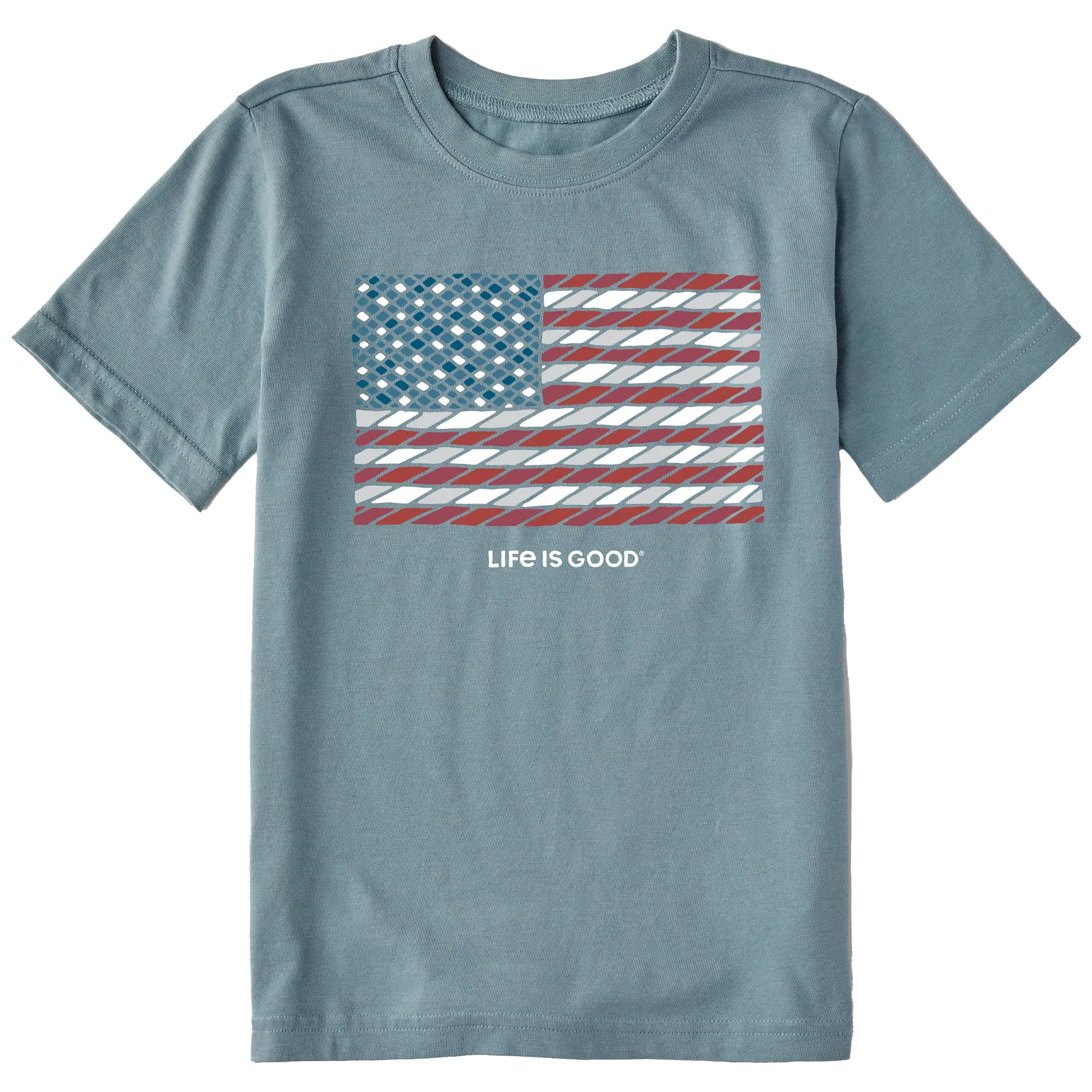 Kids Geometric Flag Short Sleeve Crusher Tee Life is Good