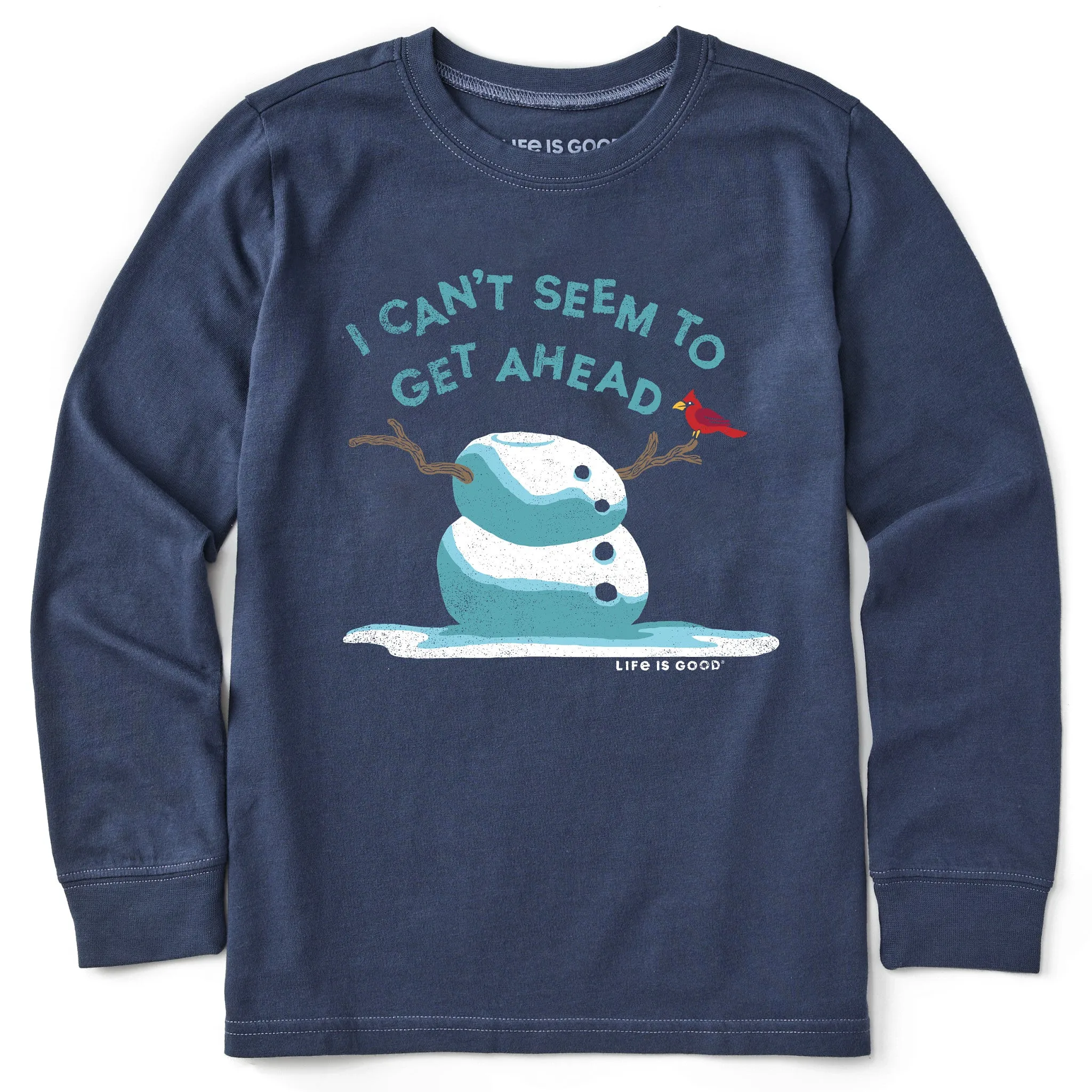 Kids Get Ahead Snowman Long Sleeve Crusher Tee Life is Good