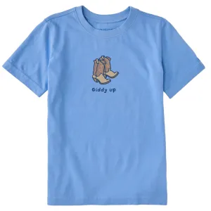 Kids Giddy Up Cowboy Boots Short Sleeve Crusher Tee Life is Good