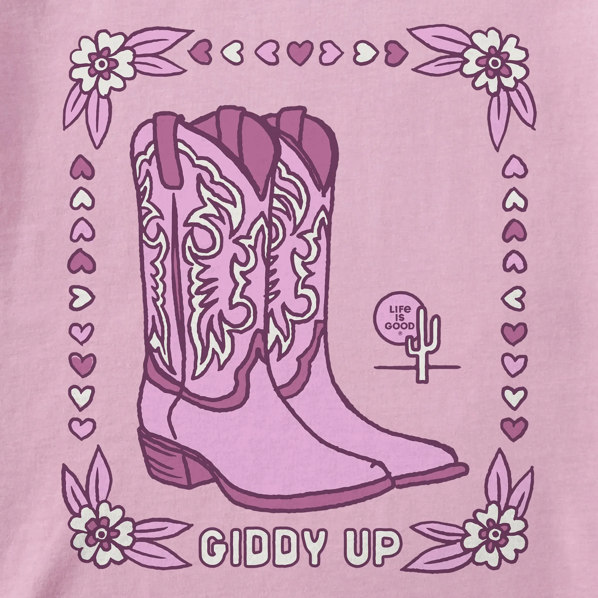 Kids Giddy Up Flora Boots Short Sleeve Crusher Tee Life is Good