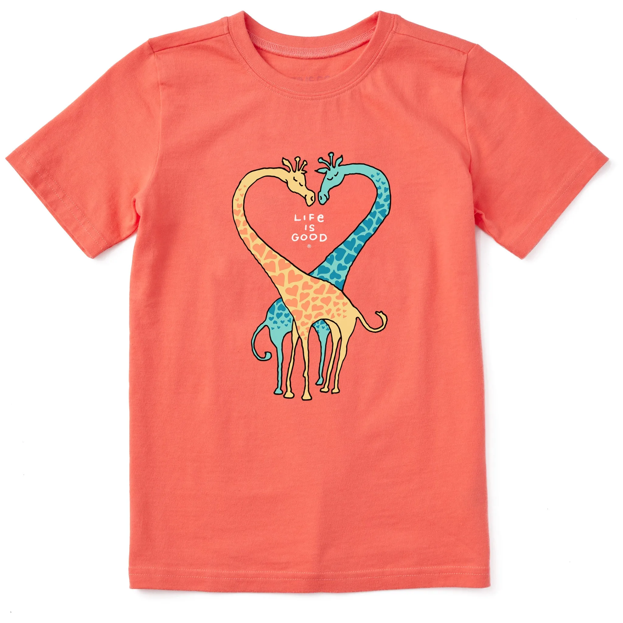 Kids Giraffe Heart Short Sleeve Crusher Tee Life is Good