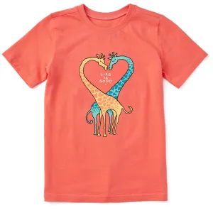 Kids Giraffe Heart Short Sleeve Crusher Tee Life is Good