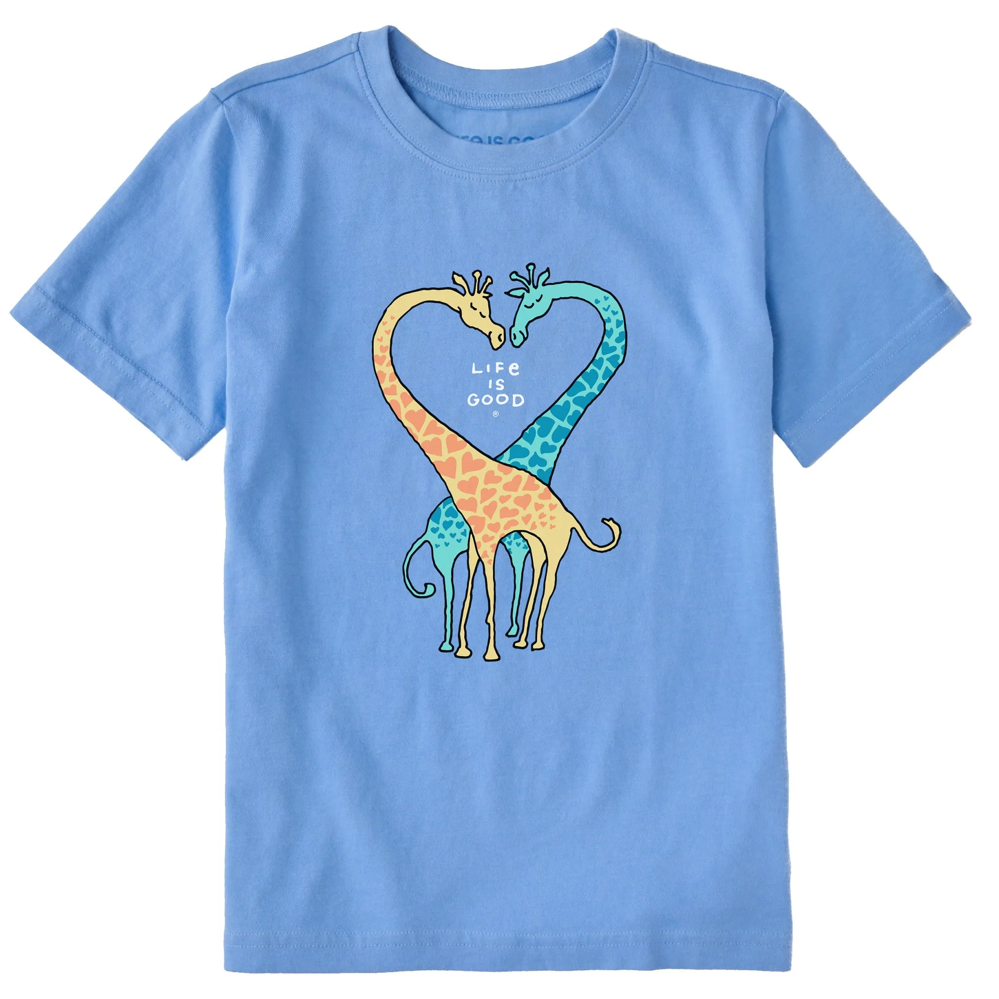 Kids Giraffe Heart Short Sleeve Crusher Tee Life is Good