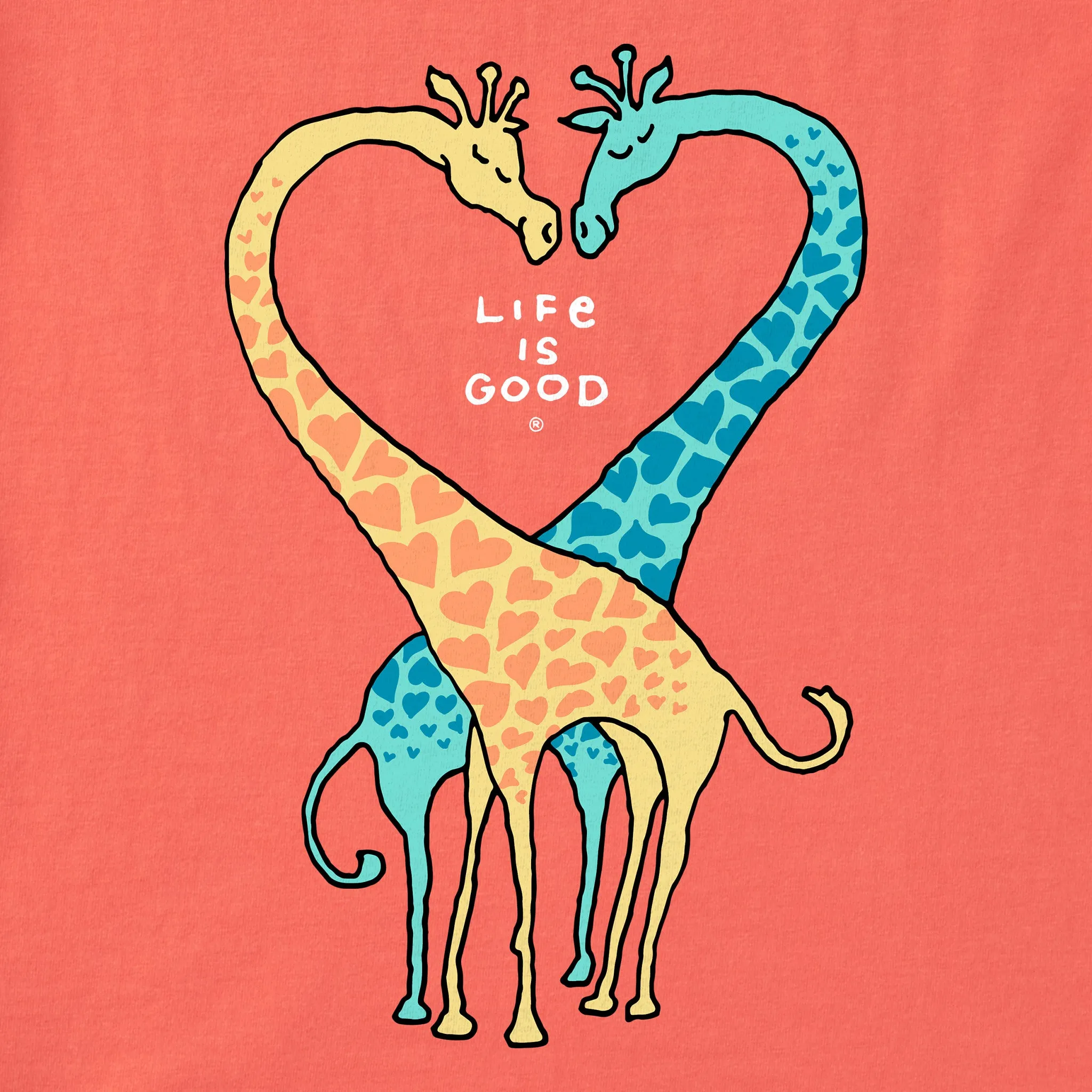 Kids Giraffe Heart Short Sleeve Crusher Tee Life is Good
