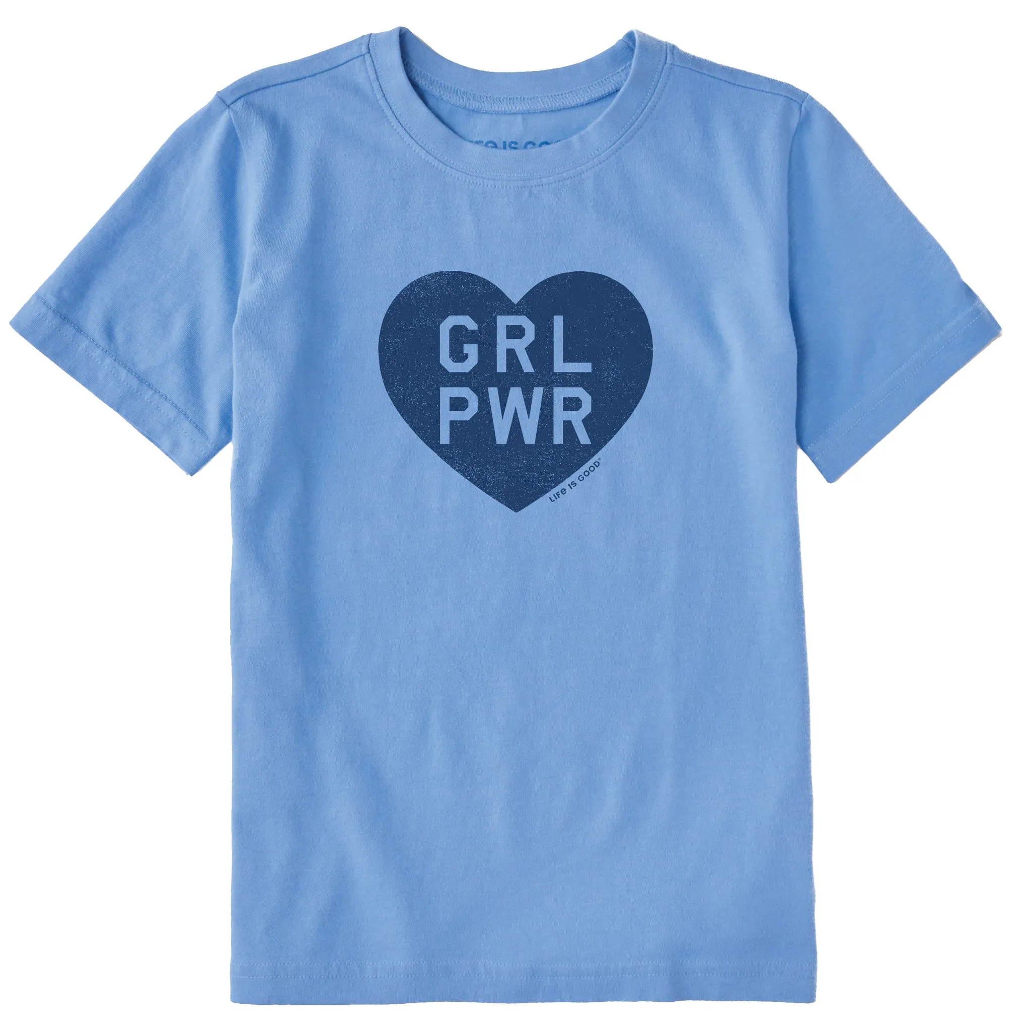 Kids Girl Power Heart Short Sleeve Crusher Tee Life is Good