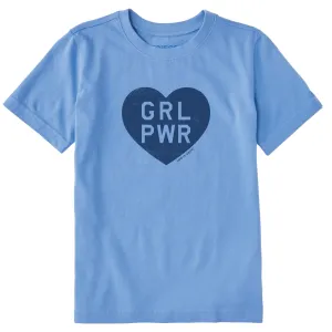 Kids Girl Power Heart Short Sleeve Crusher Tee Life is Good