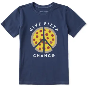 Kids Give Pizza Chance Short Sleeve Crusher Tee Life is Good