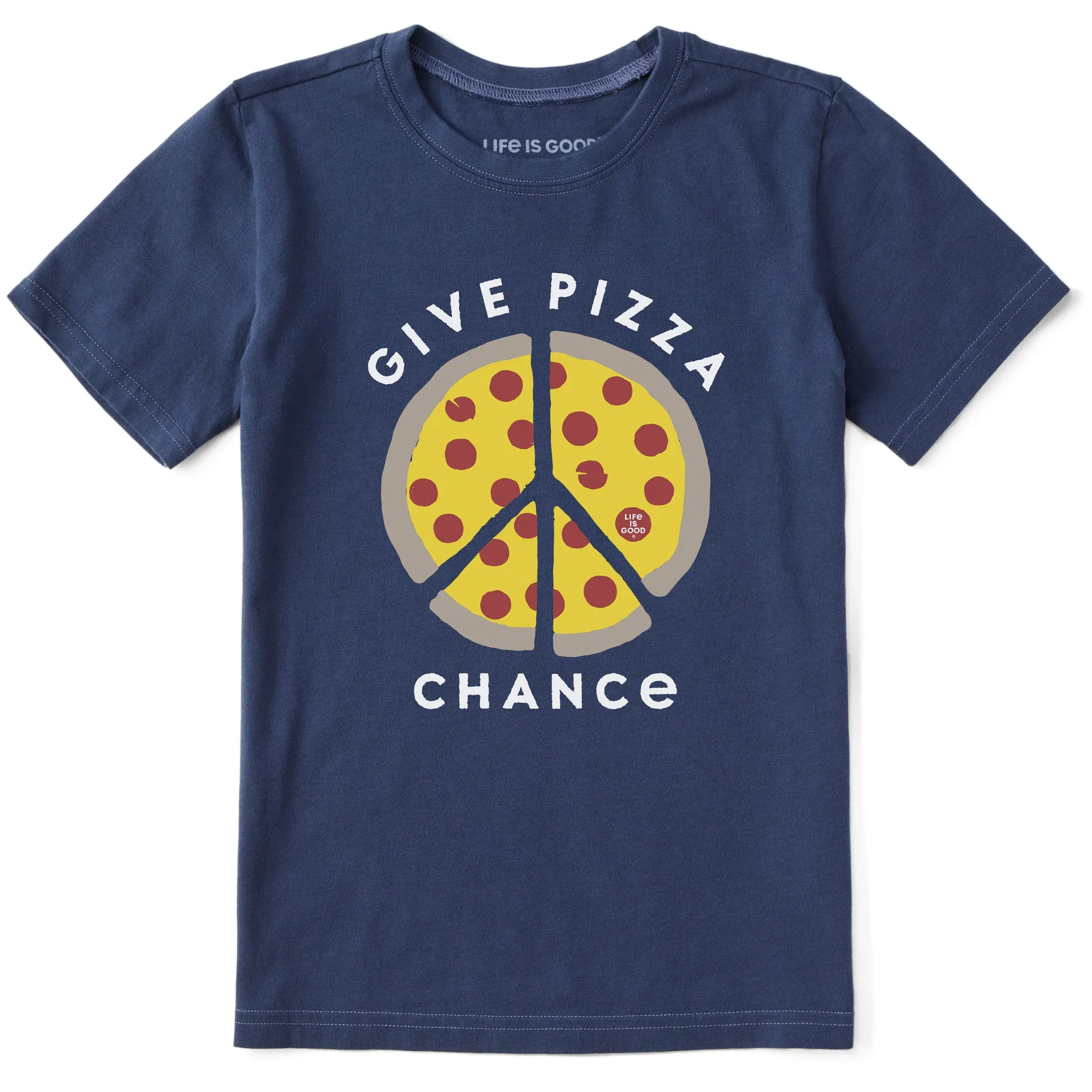 Kids Give Pizza Chance Short Sleeve Crusher Tee Life is Good