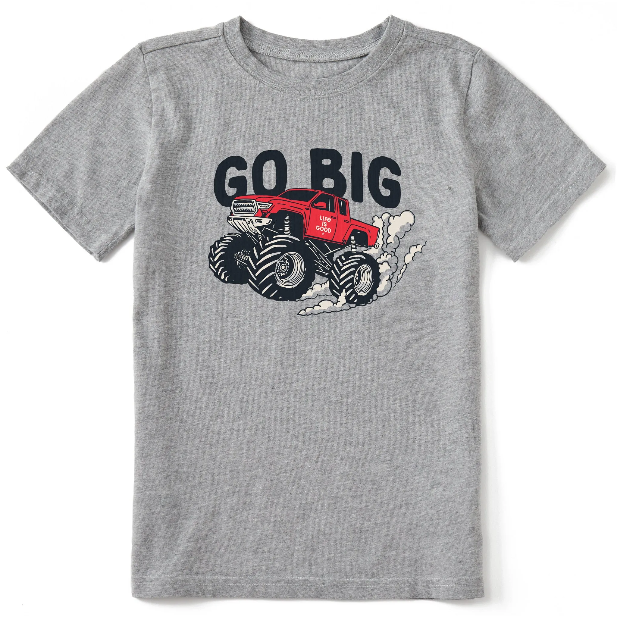 Kids Go Big Monster Truck Short Sleeve Crusher Tee Life is Good