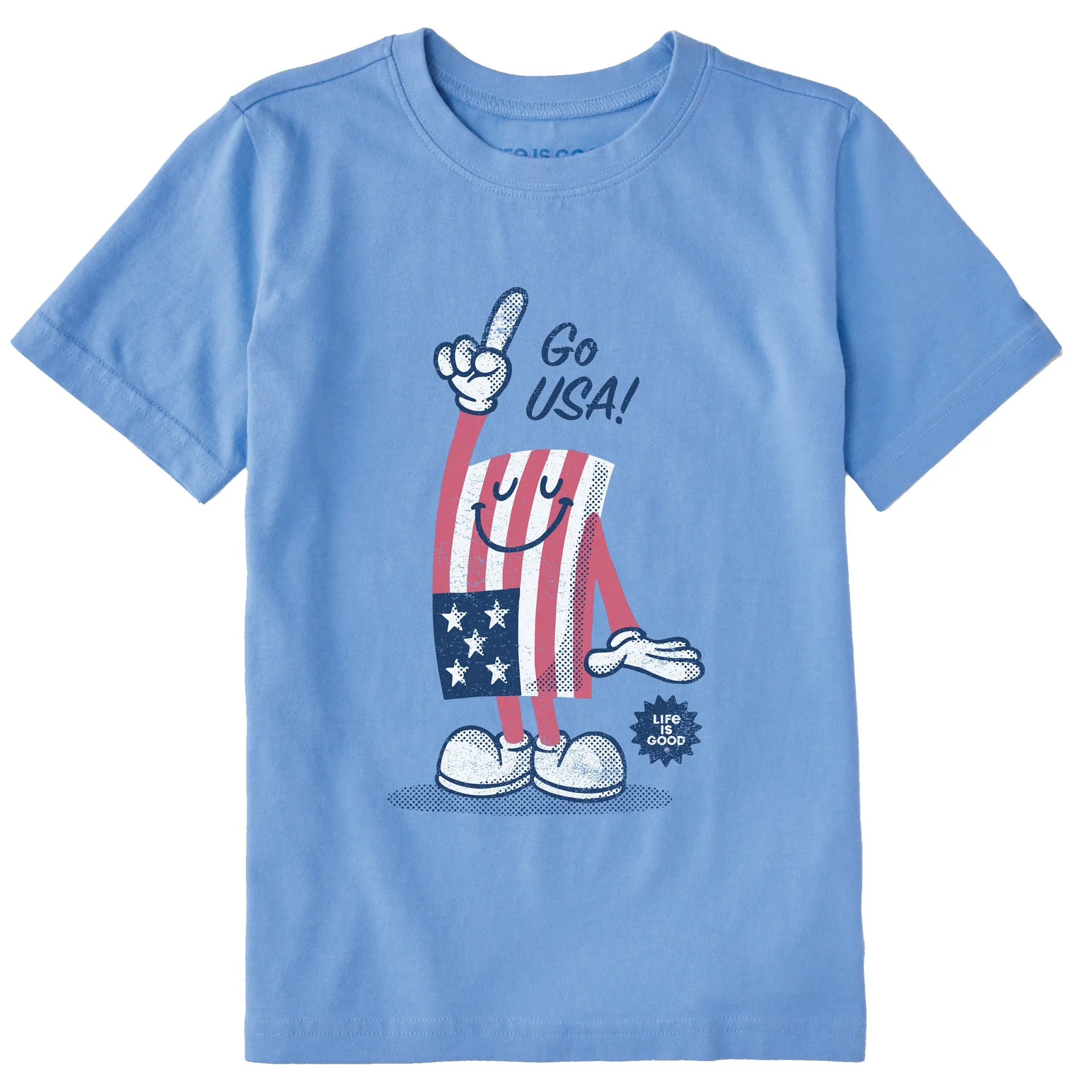 Kids Go USA Flag Guy Short Sleeve Crusher Tee Life is Good