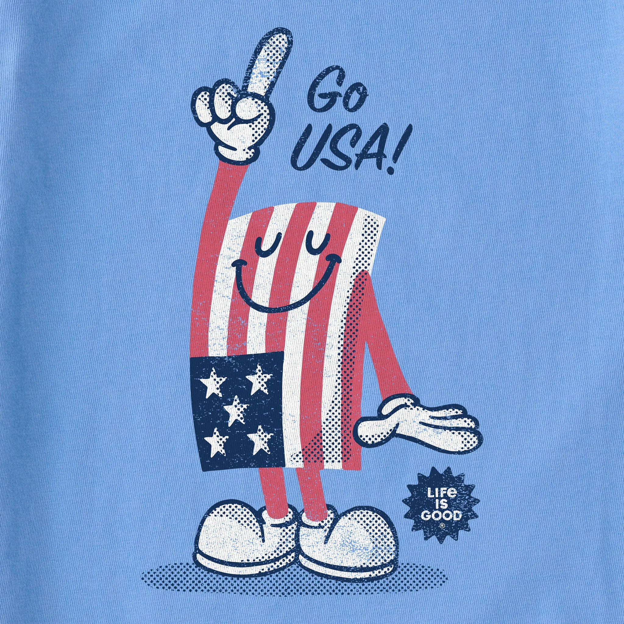 Kids Go USA Flag Guy Short Sleeve Crusher Tee Life is Good