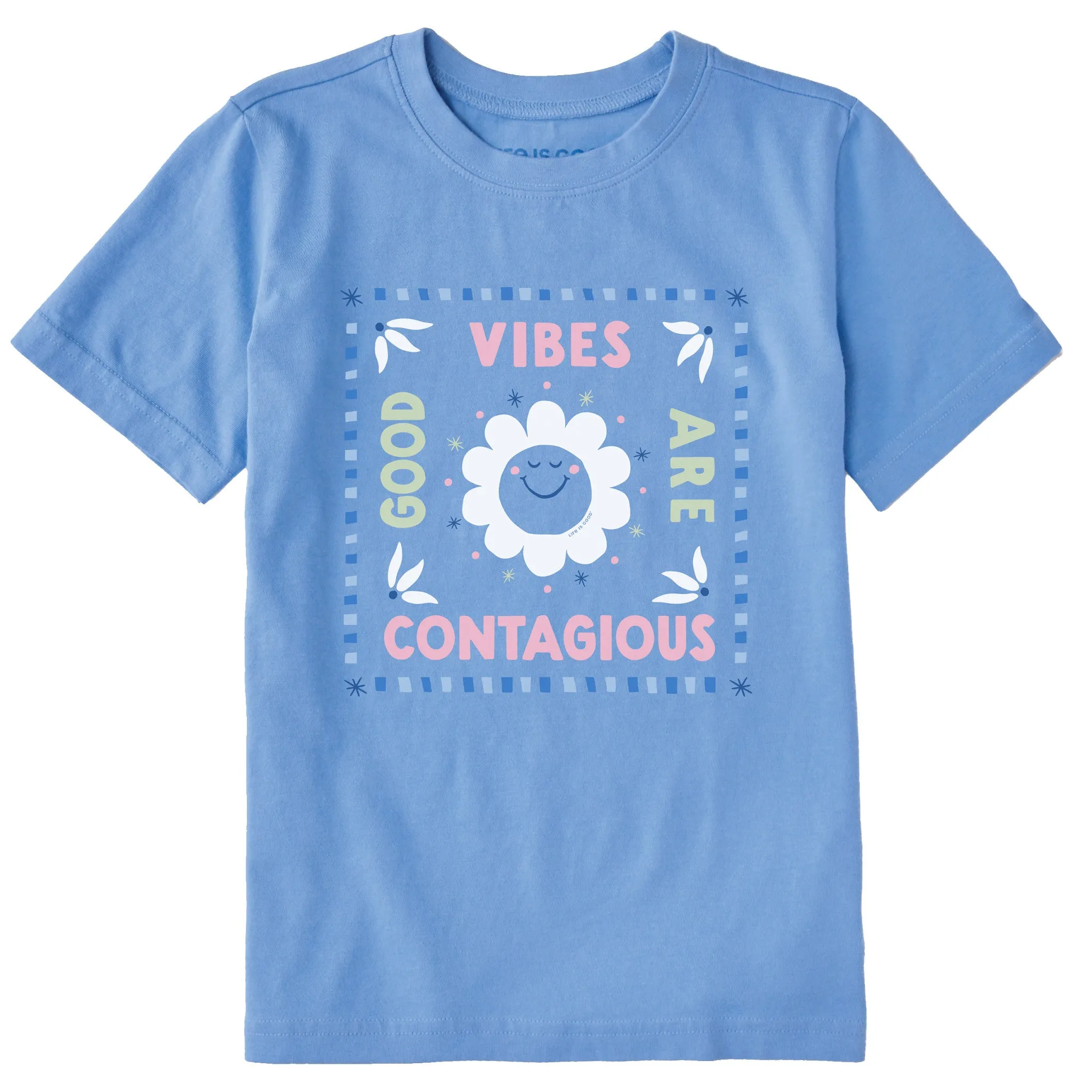 Kids Good Vibes are Contagious Sun Short Sleeve Crusher Tee Life is Good