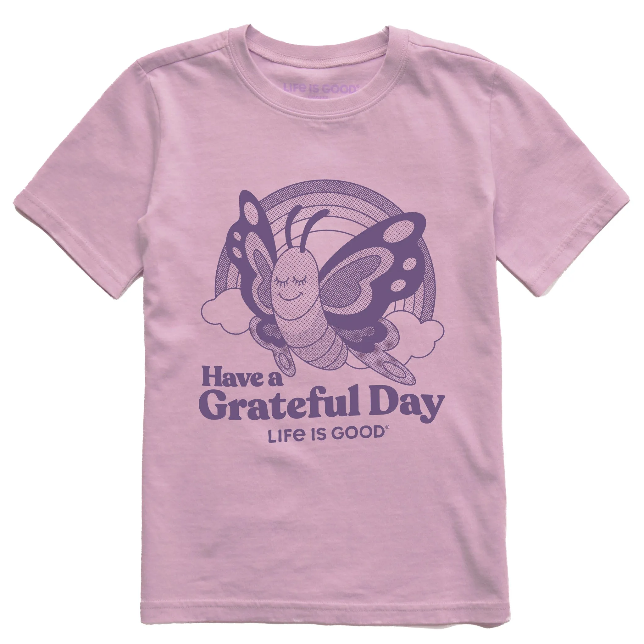 Kids Grateful Day Butterfly Short Sleeve Crusher Tee Life is Good