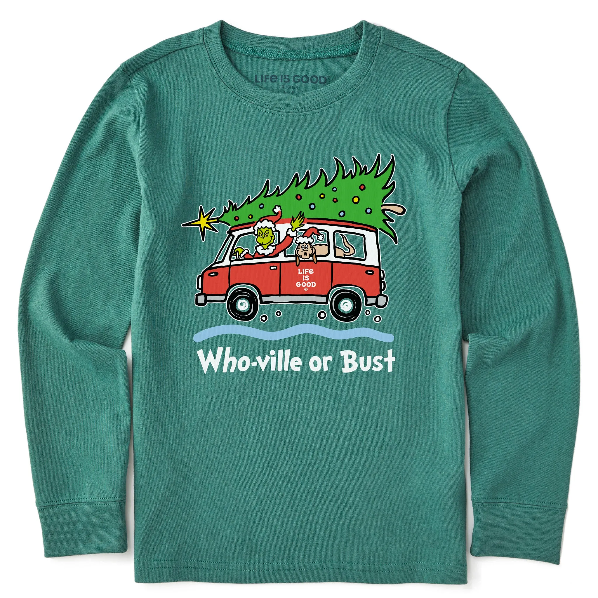 Kids Grinch and Max Who-Ville Or Bust Long Sleeve Crusher Tee Life is Good