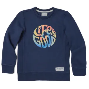 Kids Groovy Tie Dye LIG Simply True Fleece Crew Life is Good