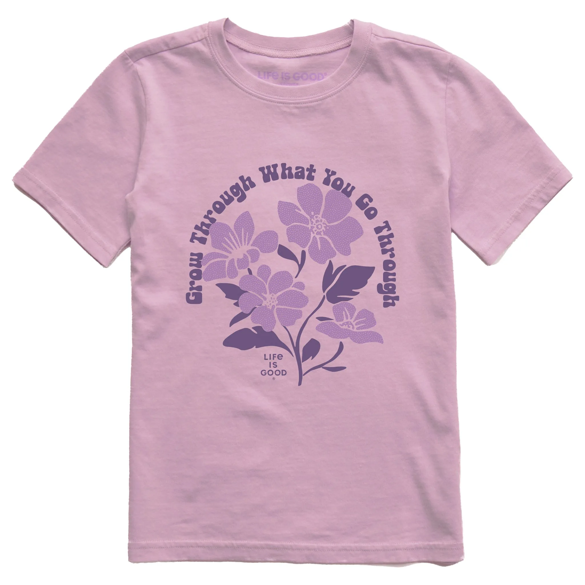 Kids Grow Through What You Go Through Flowers Short Sleeve Crusher Tee Life is Good