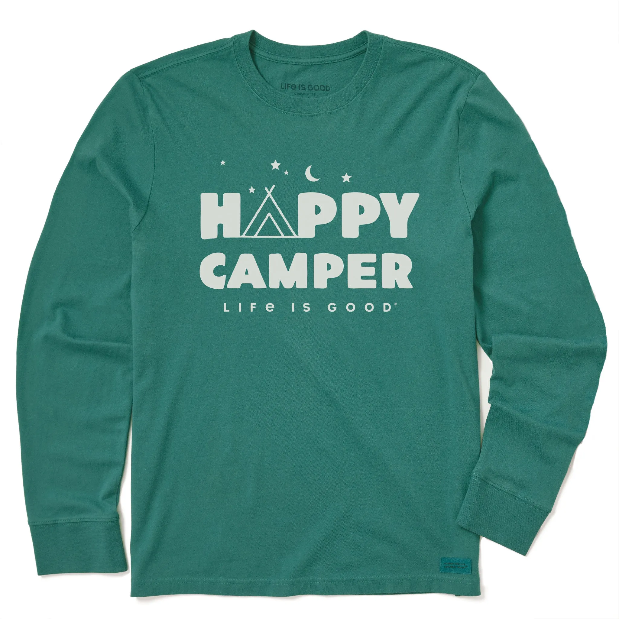 Kids Happy Camper Tent Night Long Sleeve Crusher Tee Life is Good