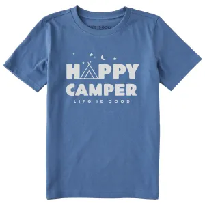 Kids Happy Camper Tent Night Short Sleeve Crusher Tee Life is Good