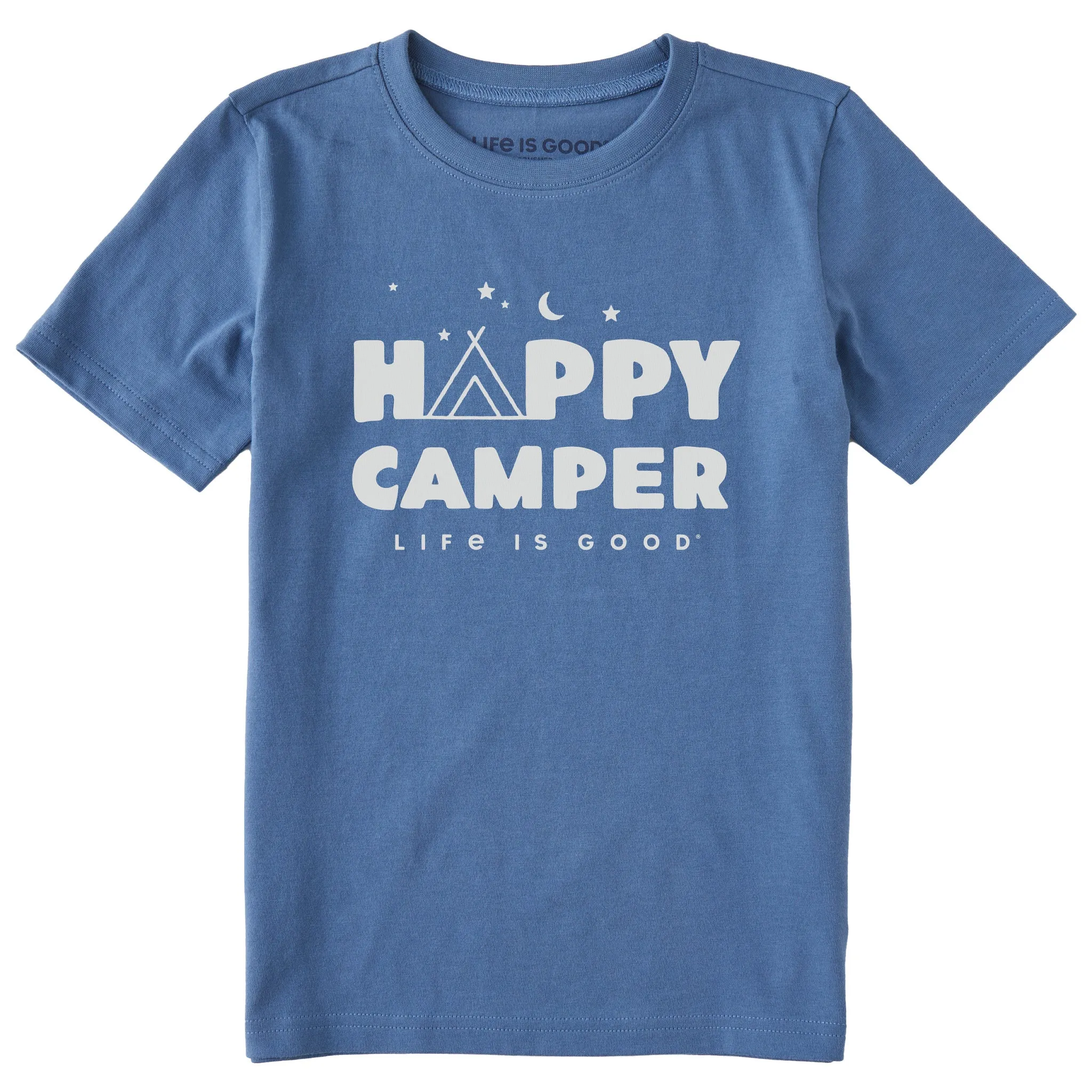 Kids Happy Camper Tent Night Short Sleeve Crusher Tee Life is Good
