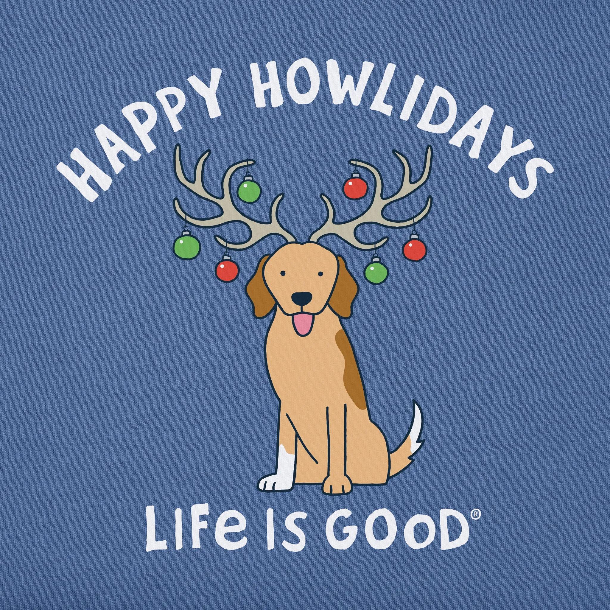 Kids Happy Howlidays Golden Dog Long Sleeve Crusher Tee Life is Good