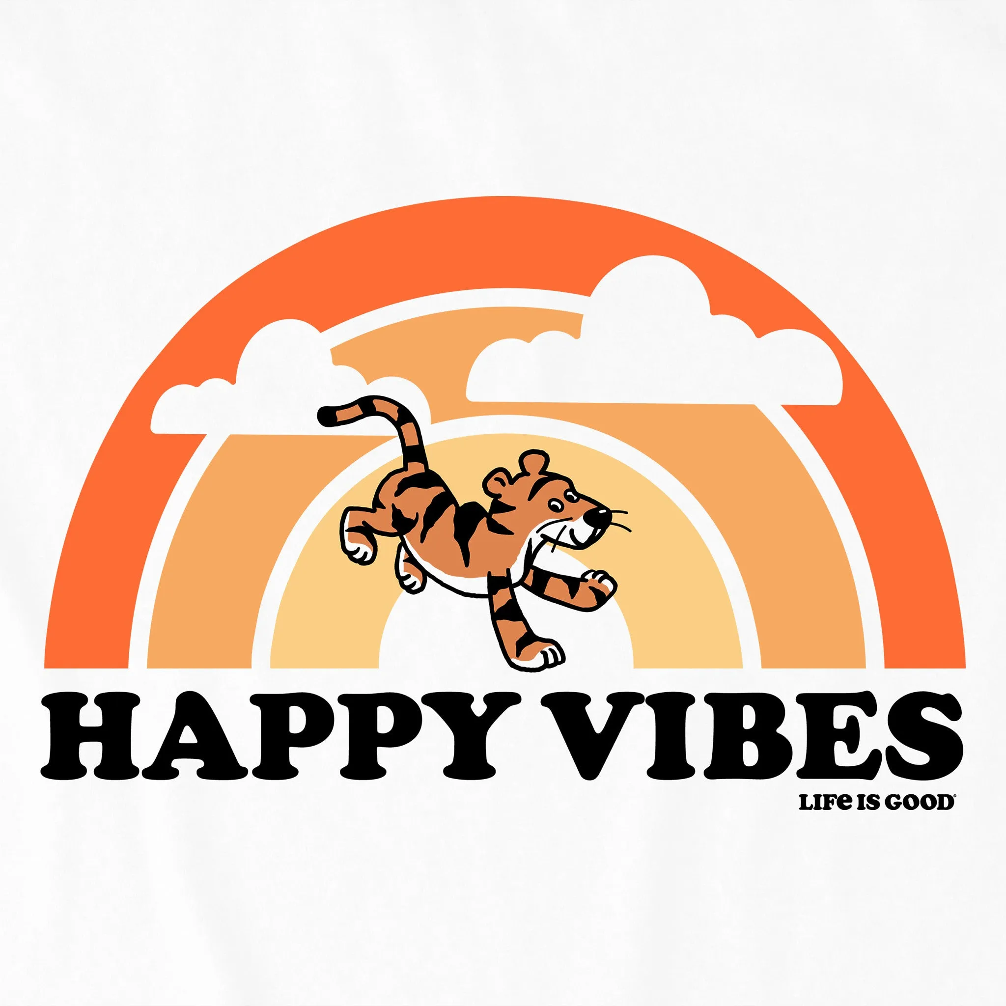 Kids Happy Vibes Tiger Stripe Rainbow Short Sleeve Crusher Tee Life is Good