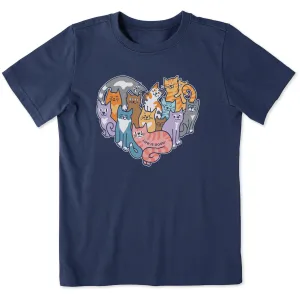 Kids Heart of Cats Short Sleeve Crusher Tee Life is Good