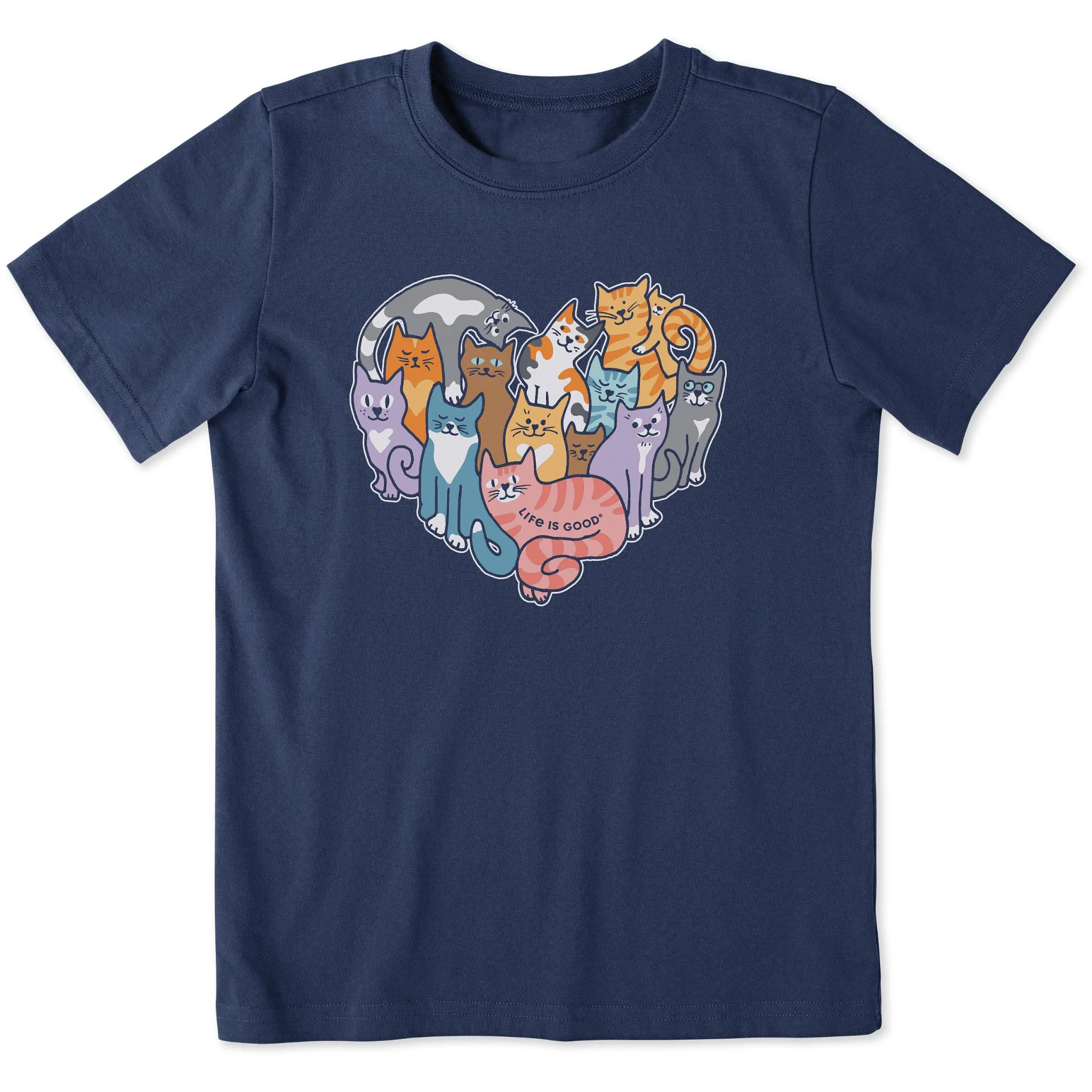 Kids Heart of Cats Short Sleeve Crusher Tee Life is Good