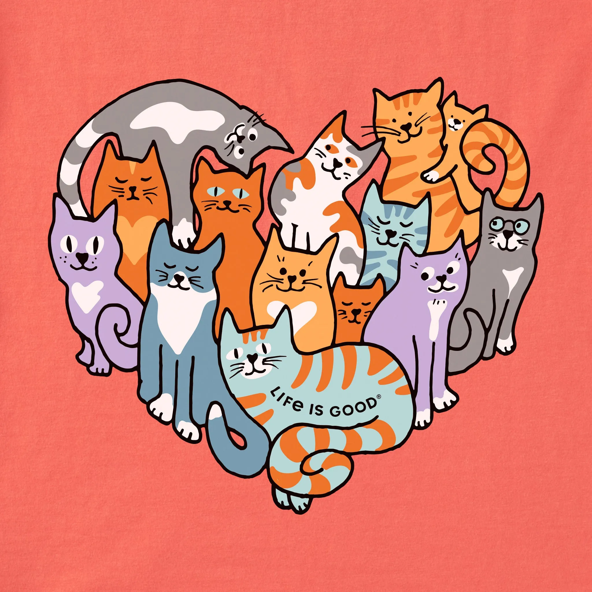 Kids Heart of Cats Short Sleeve Crusher Tee Life is Good