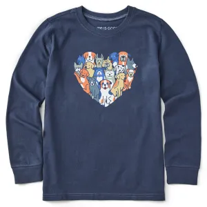 Kids Heart of Dogs Long Sleeve Crusher Tee Life is Good