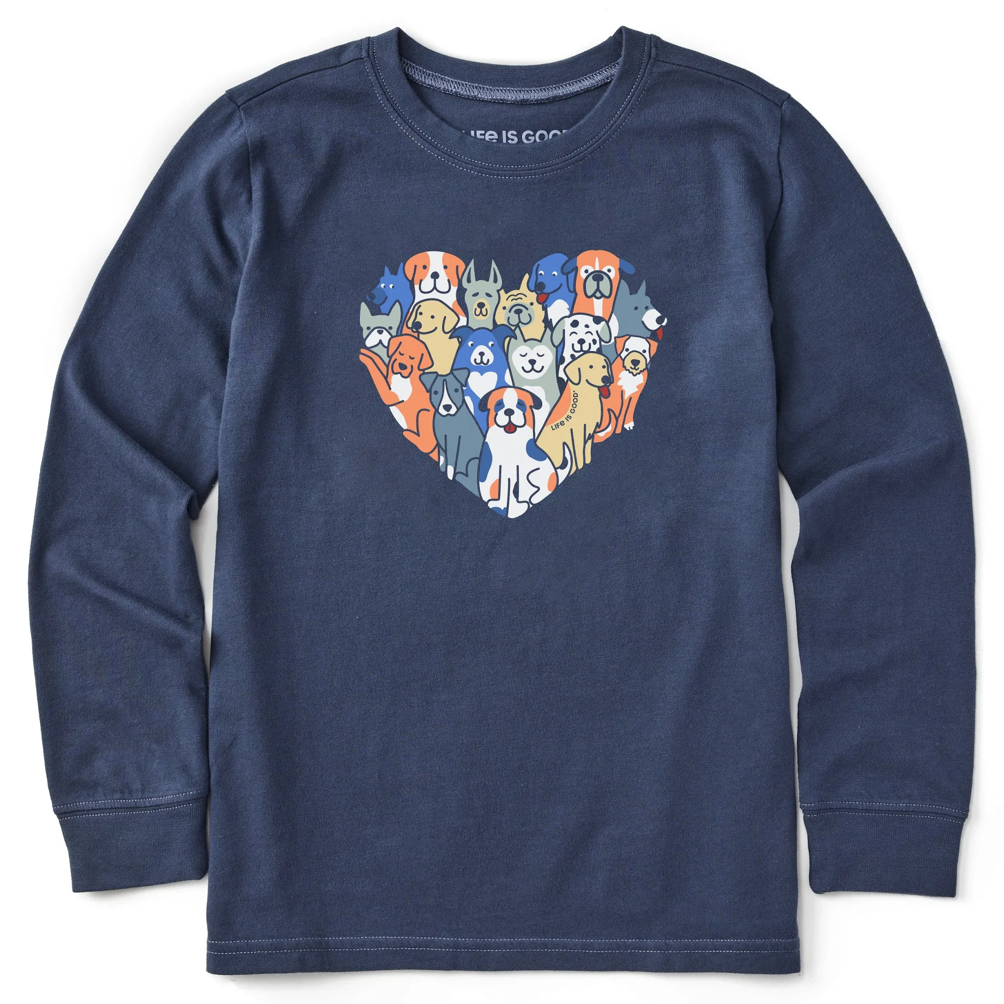 Kids Heart of Dogs Long Sleeve Crusher Tee Life is Good