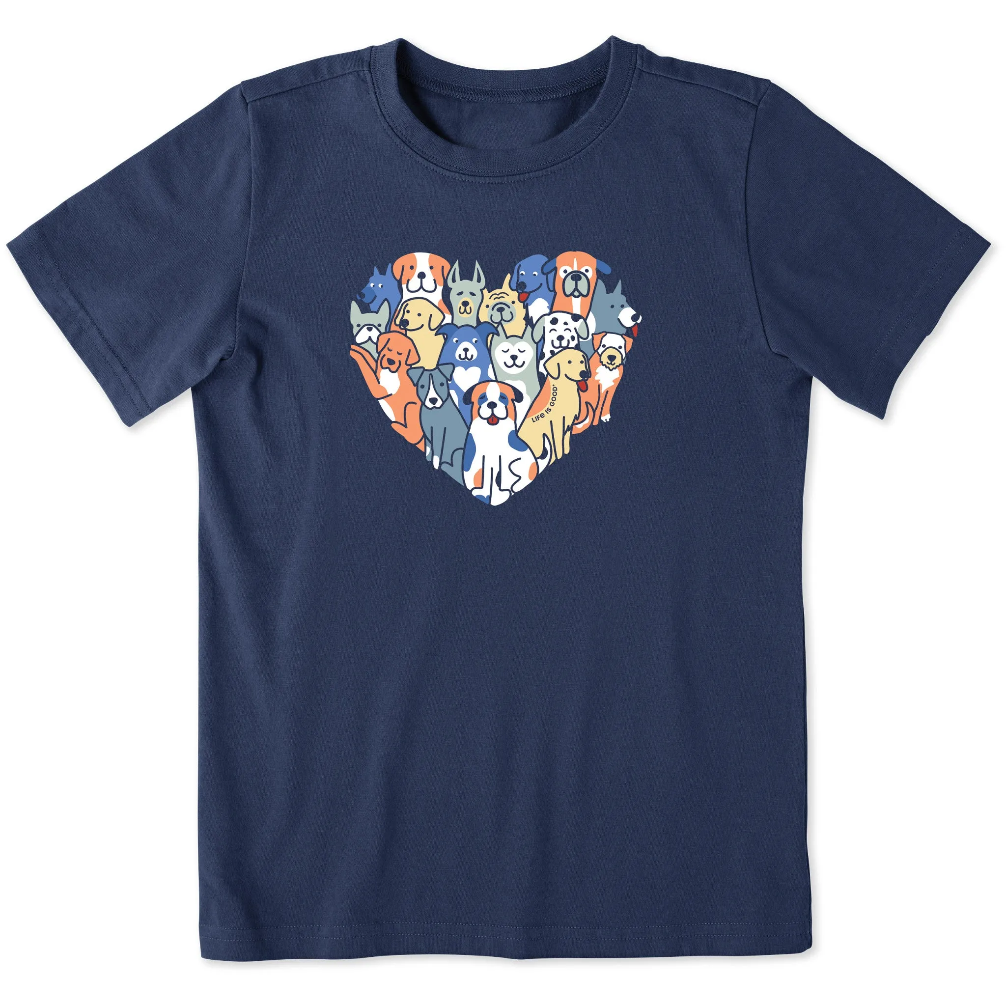 Kids Heart of Dogs Short Sleeve Crusher Tee Life is Good