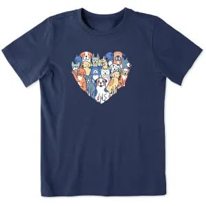 Kids Heart of Dogs Short Sleeve Crusher Tee Life is Good
