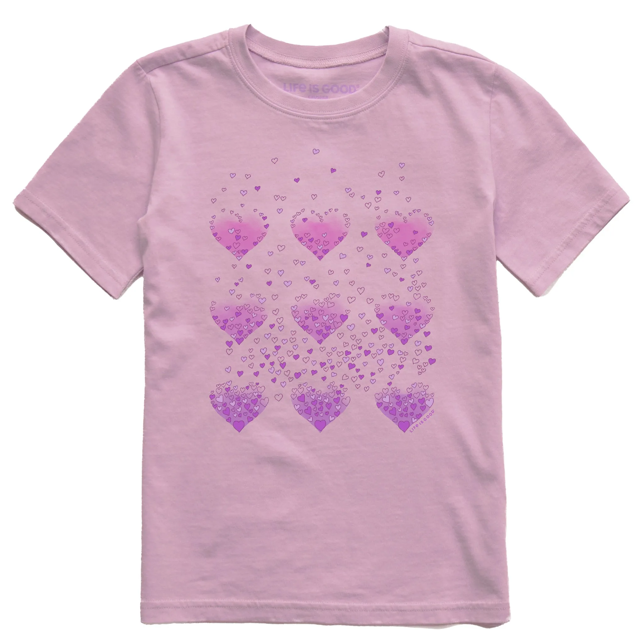 Kids Heart of Hearts Grid Short Sleeve Crusher Tee Life is Good