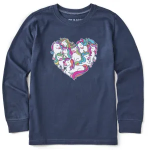 Kids Heart Of Unicorns Long Sleeve Crusher Tee Life is Good
