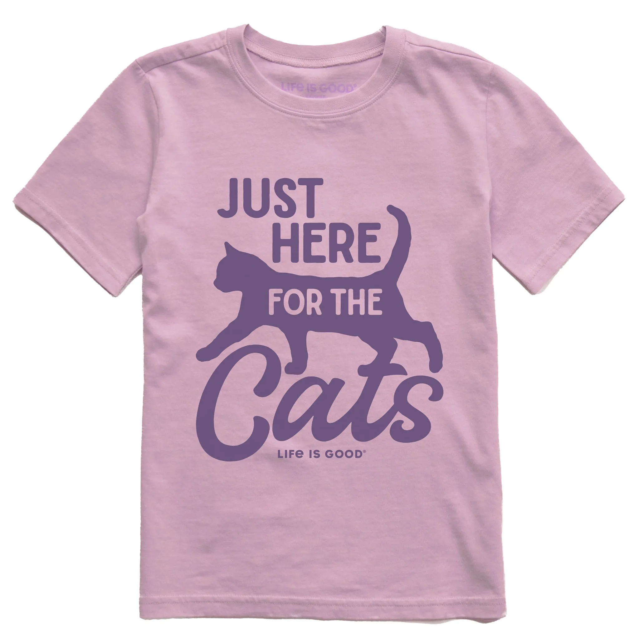Kids Here for the Cats Short Sleeve Crusher Tee Life is Good