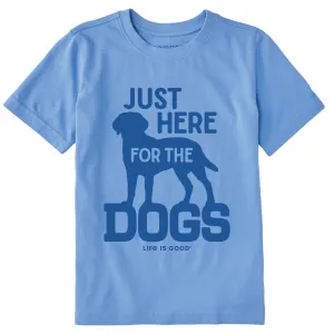 Kids Here for the Dogs Short Sleeve Crusher Tee Life is Good