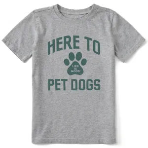 Kids Here to Pet Dogs Short Sleeve Crusher Tee Life is Good