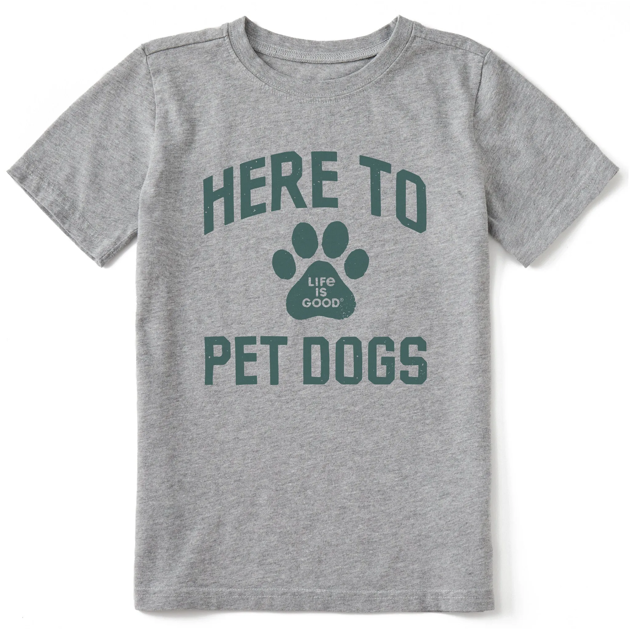 Kids Here to Pet Dogs Short Sleeve Crusher Tee Life is Good