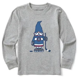Kids Hockey Gnome Long Sleeve Crusher Tee Life is Good