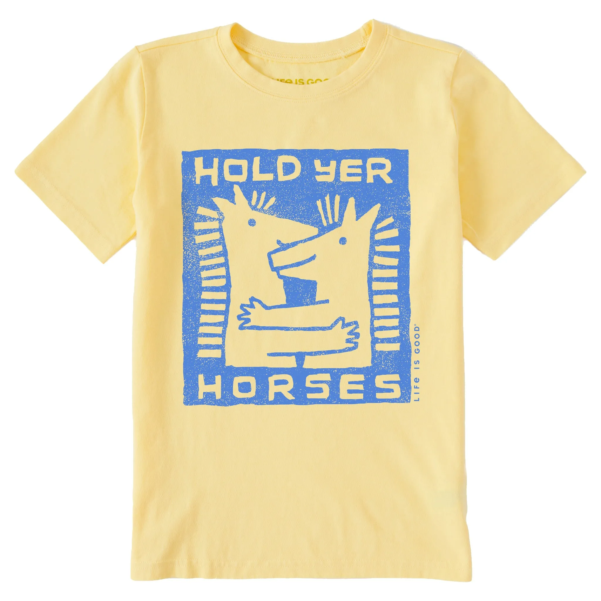 Kids Hold Yer Horses Hug Short Sleeve Crusher Tee Life is Good