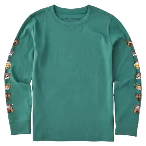 Kids Holiday Pups Long Sleeve Crusher Tee Life is Good