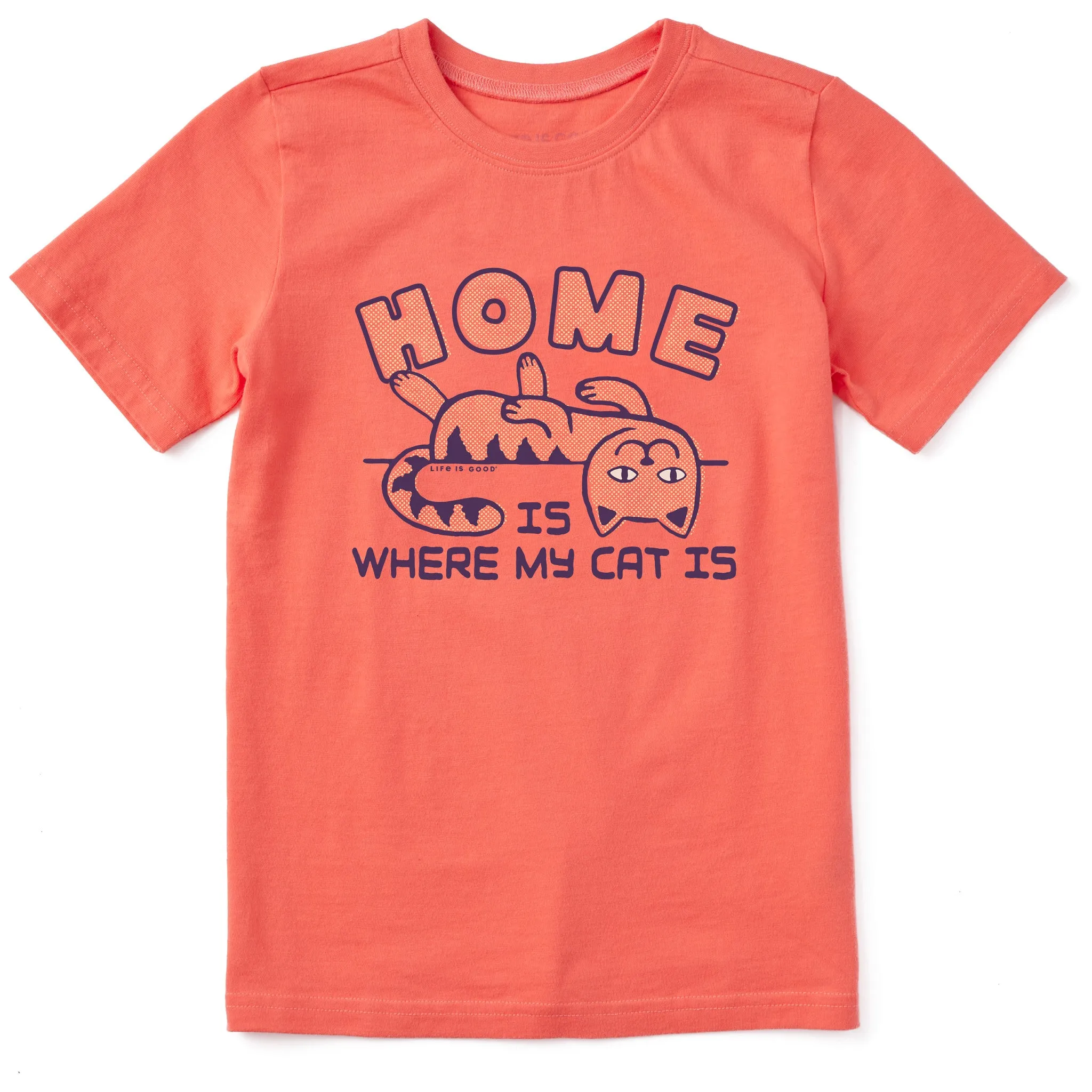 Kids Home is Where My Cat Is Short Sleeve Crusher Tee Life is Good