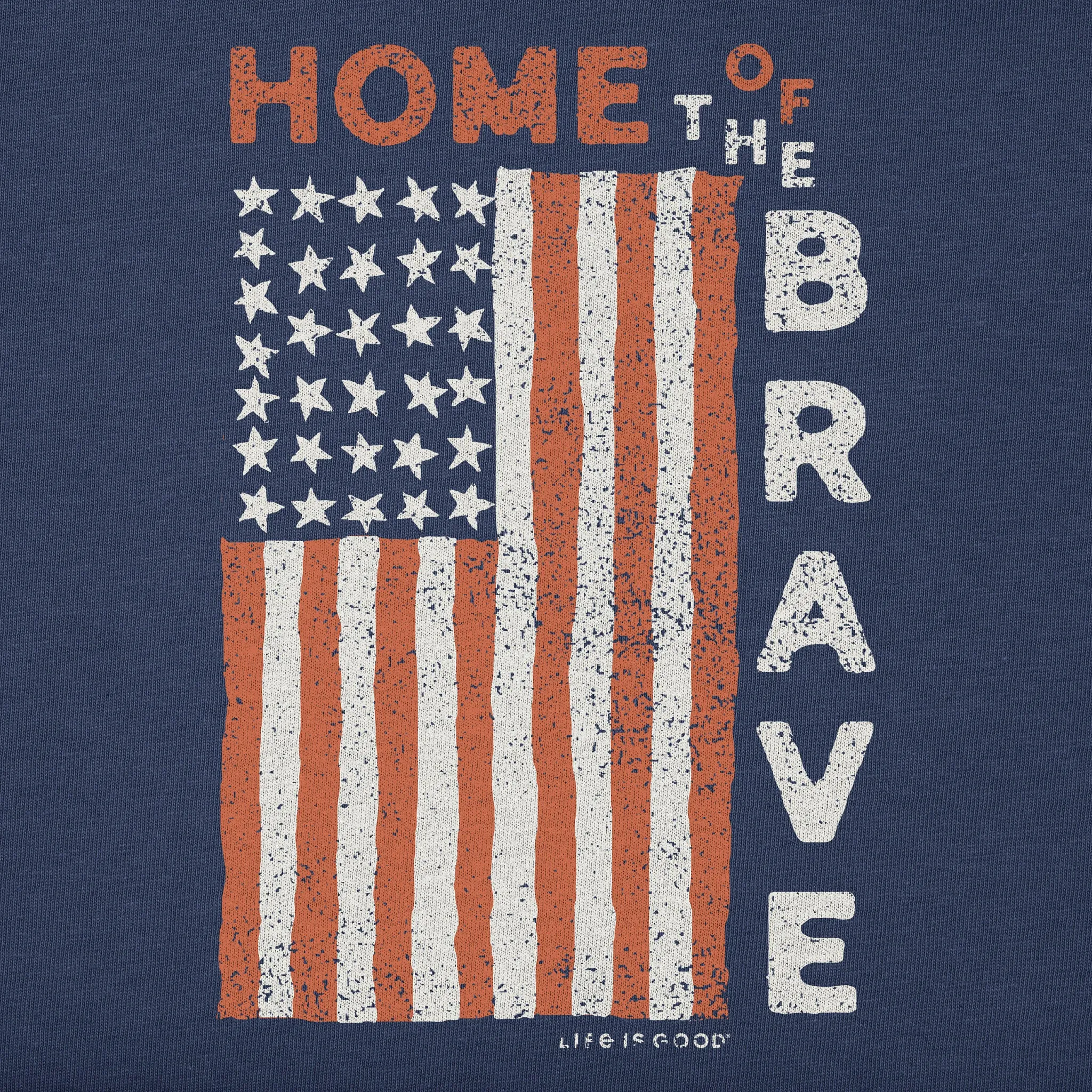 Kids Home of the Brave Raggedy Flag Short Sleeve Crusher Tee Life is Good