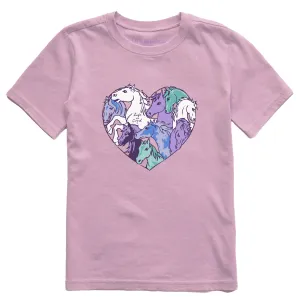 Kids Horses Heart Short Sleeve Crusher Tee Life is Good