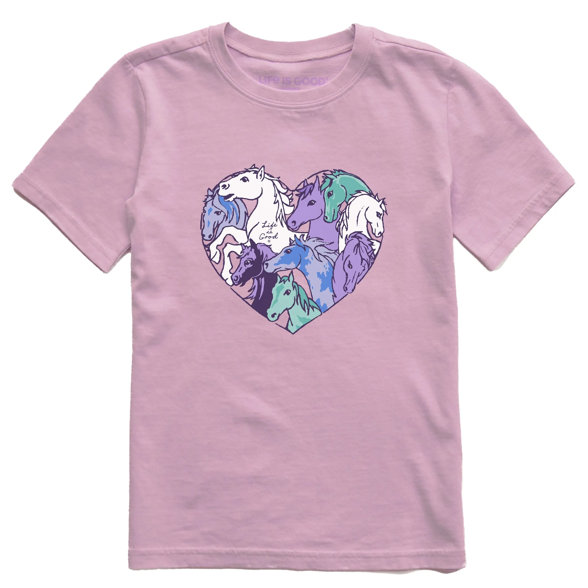 Kids Horses Heart Short Sleeve Crusher Tee Life is Good