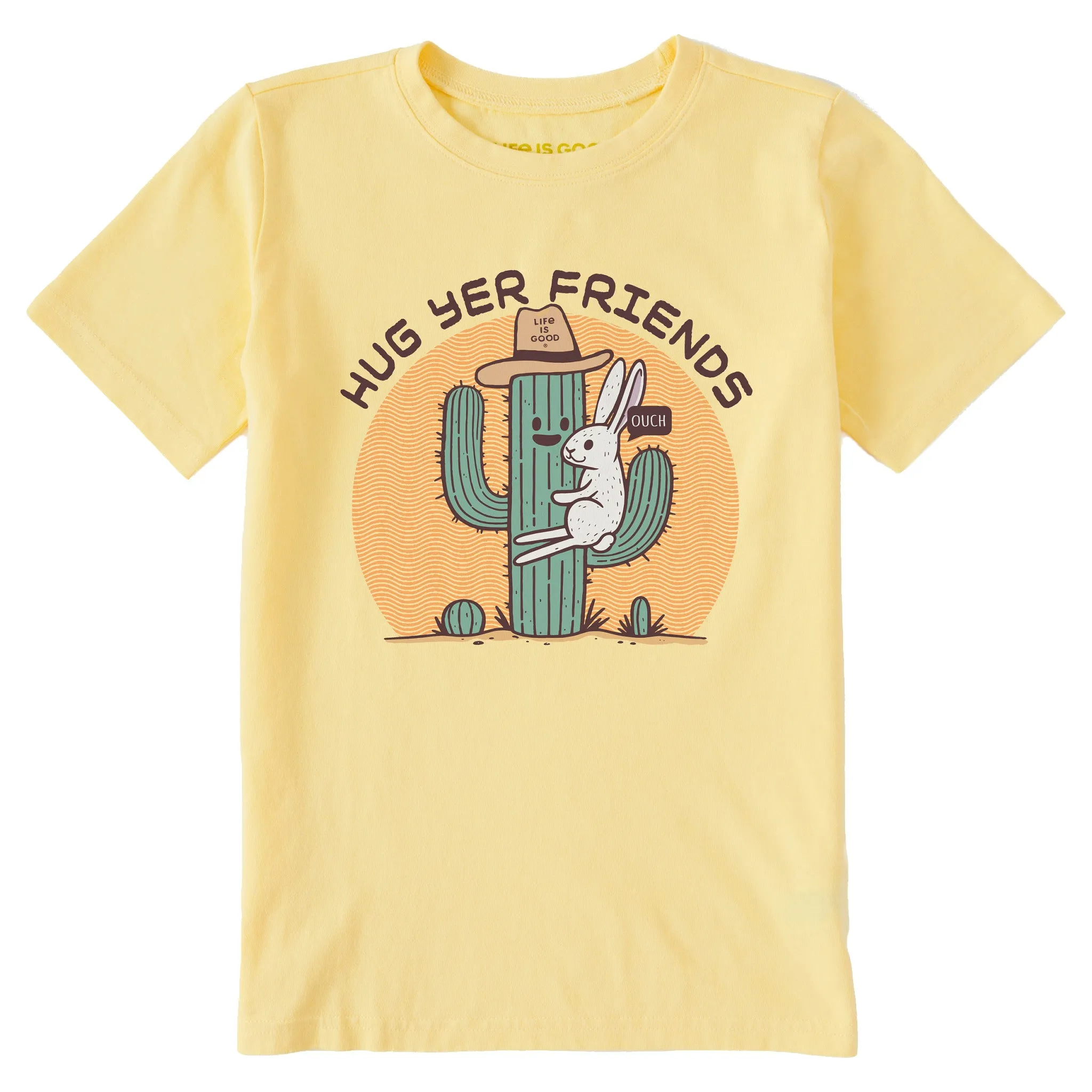 Kids Hug Yer Friends Cactus Short Sleeve Crusher Tee Life is Good