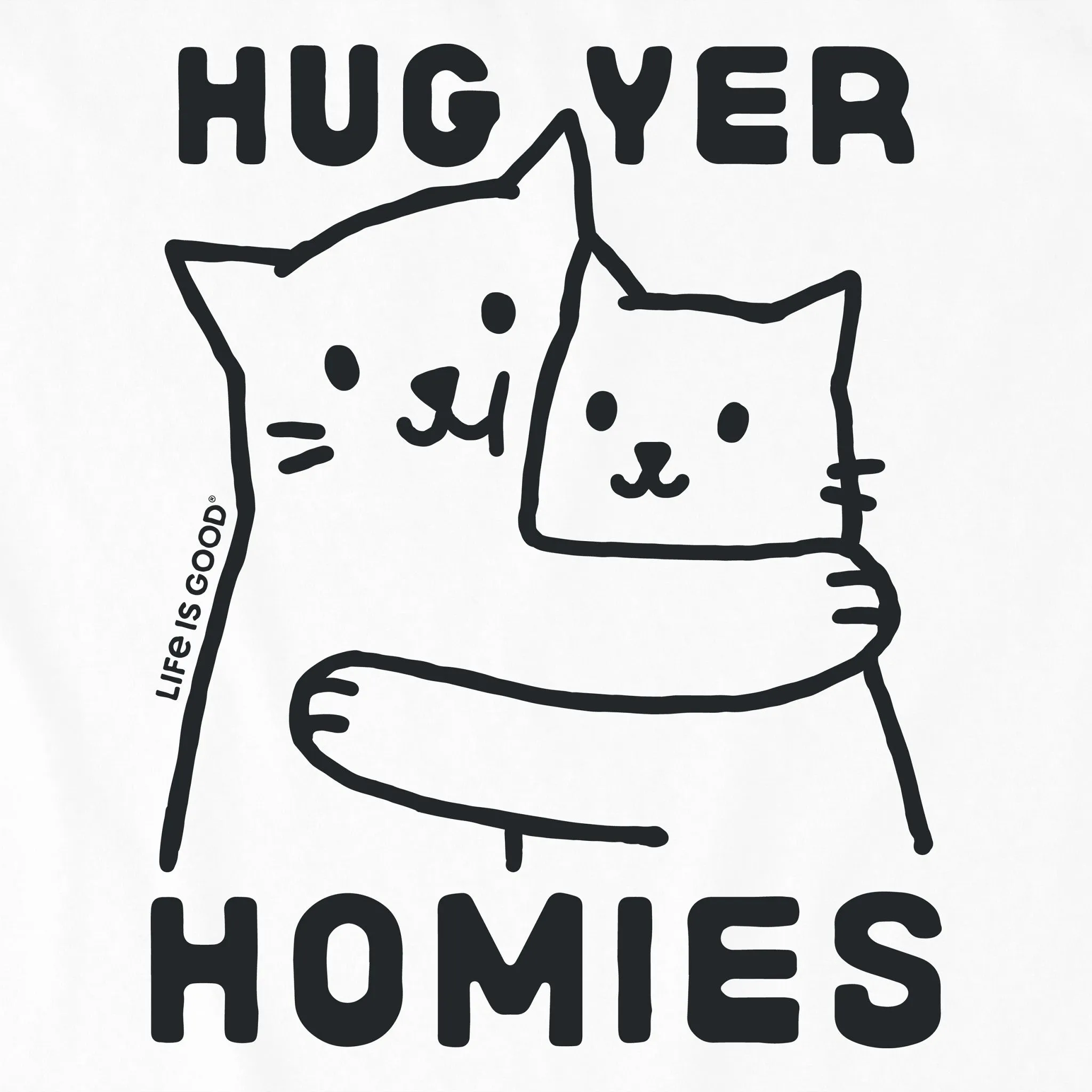 Kids Hug Yer Homies Cats Short Sleeve Crusher Tee Life is Good