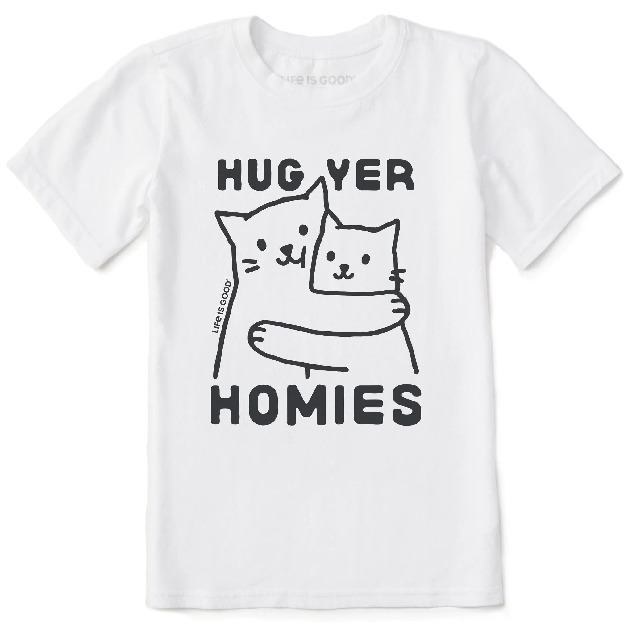 Kids Hug Yer Homies Cats Short Sleeve Crusher Tee Life is Good