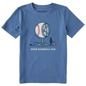 Kids Huge Baseball Fan Short Sleeve Crusher Tee Life is Good