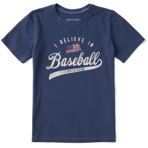 Kids I Believe in Baseball Short Sleeve Crusher Tee Life is Good